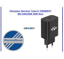 Chargeur Secteur Type-C CONNECT MC-CNC20W 20W NOIR - EMPLACEMENT: Z02- B100 - E02